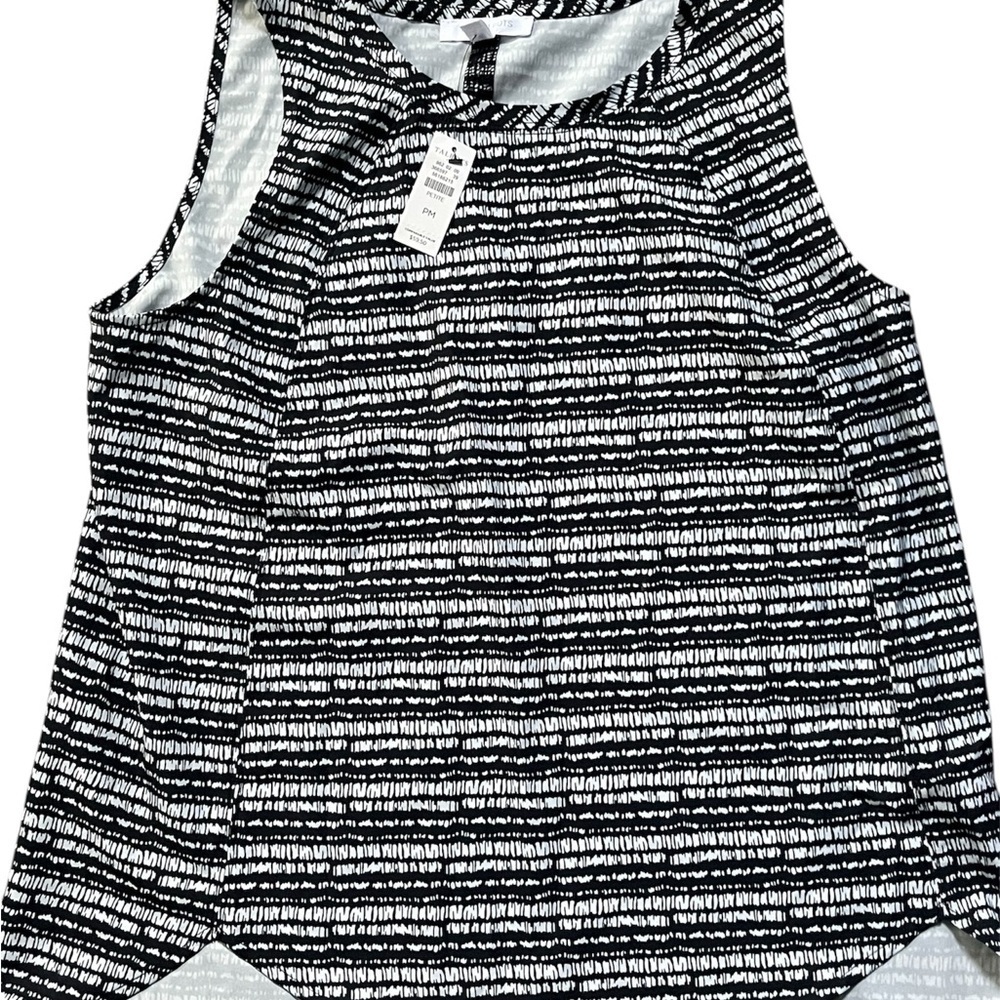 Talbots Black and White Striped Tank Top